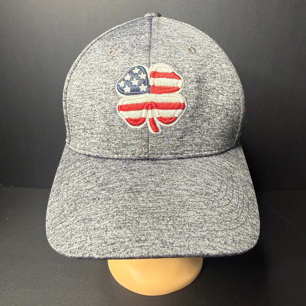 Black Clover USA Flag Heather Hat Heather Gray American Flag Clover Fitted L/XL